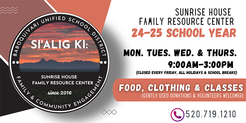 SI' ALIG KI Sunrise House Family Resource Center 23-24 School Year flyer