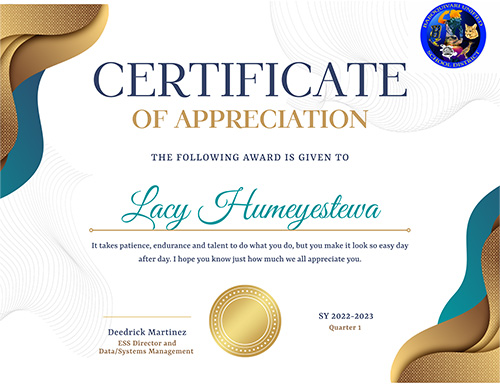 Certificate of Appreciation