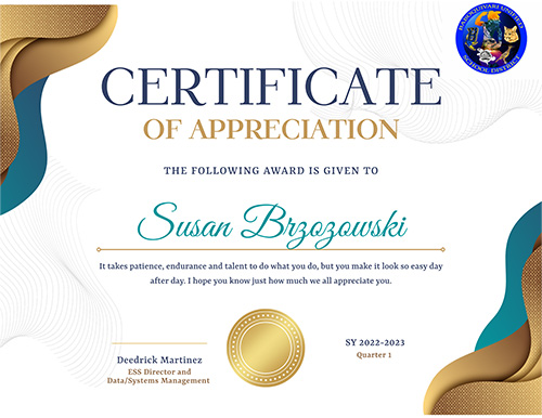 Certificate of Appreciation