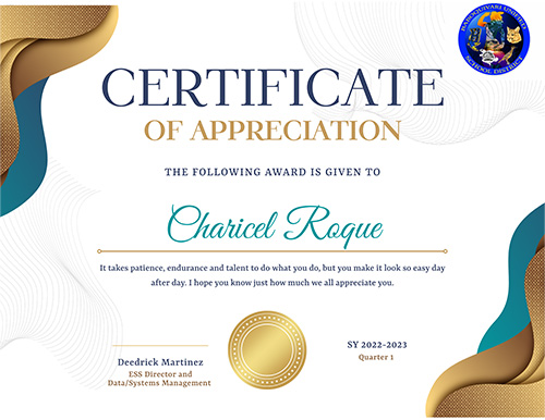 Certificate of Appreciation