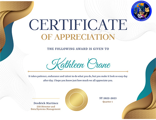 Certificate of Appreciation