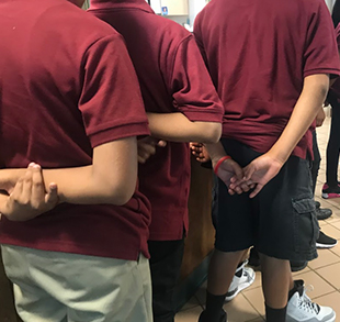 Back view of Baboquivari students in line in the classroom